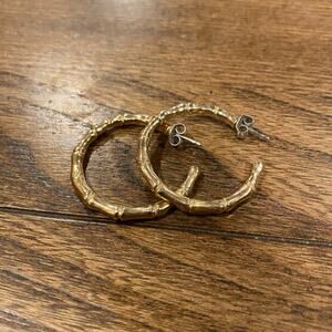 VINTAGE 80s-90s Bamboo Hoop Earrings Costume Jewelry
